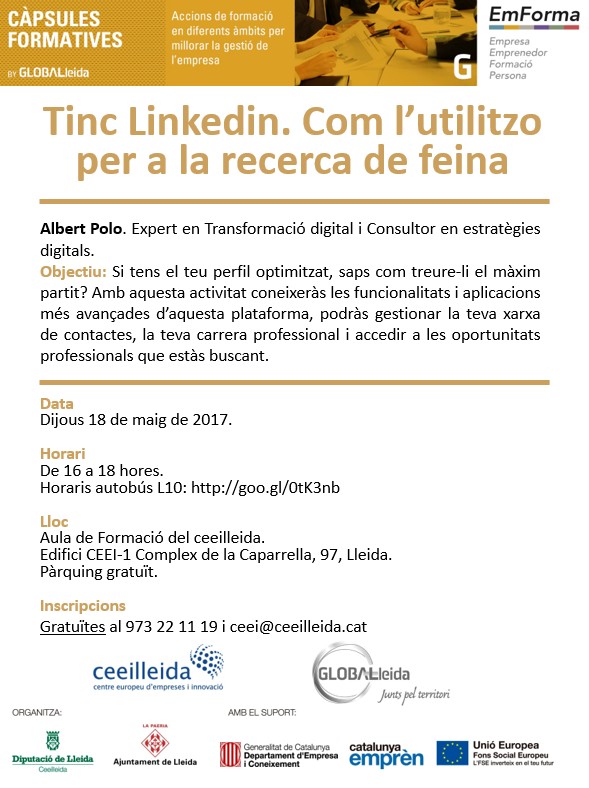 CÀPSULA AL CEEILLEIDA: Tinc Linkedin. Com l’utilizo per a la recerca de feina