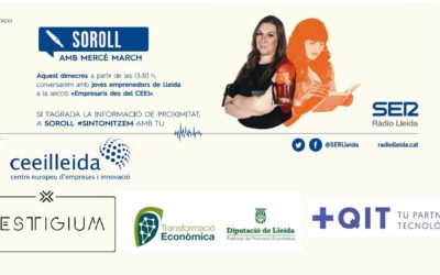 El director del Patronat de Promoció Econòmica de la Diputació, i els emprenedors de Masqueit i Vestigium, en el programa ‘Empresaris’ de Ràdio Lleida